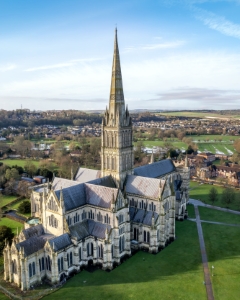 visiting Salisbury cathedral which has a 123 metre spire